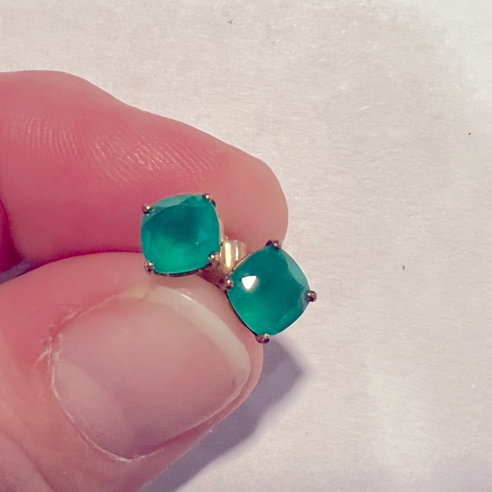 Green glass studs. Perfect for St.Patrick’s day!